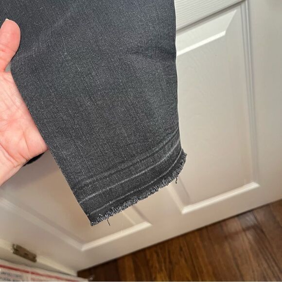 PAIGE Dylan Straight Undone Jeans Frayed cuffs Ankle Skinny Faded Black Denim 25 - Picture 8 of 10